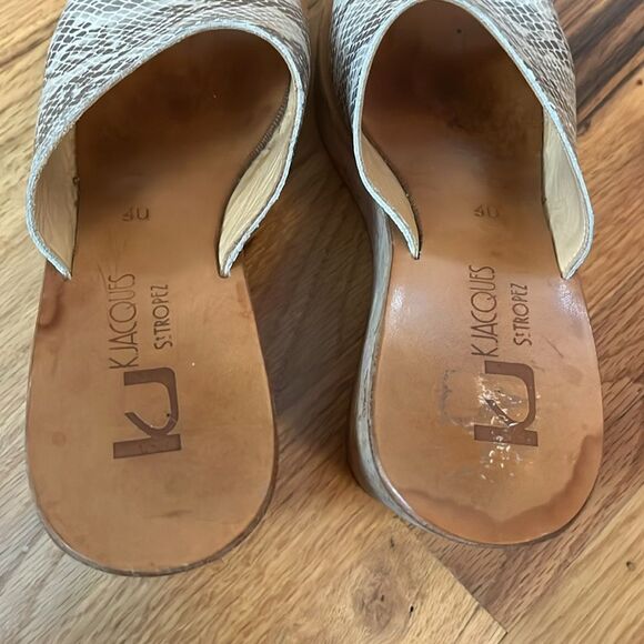 K.Jacques Black and White Snake Print Platform Wedges sz 40/9 - Picture 6 of 6